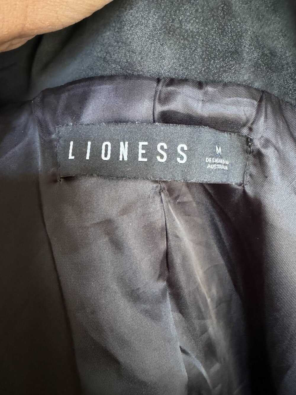 Lioness Vista Bomber Jacket Medium | Black Faux Suede Moto | Contrast Stitch - Picture 7 of 7